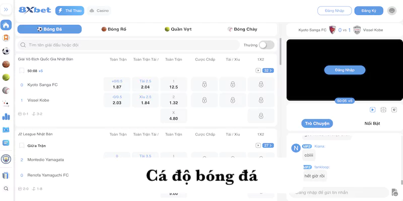 Cá độ bóng đá 8xbet – Sảnh cược thể thao hàng đầu châu Á